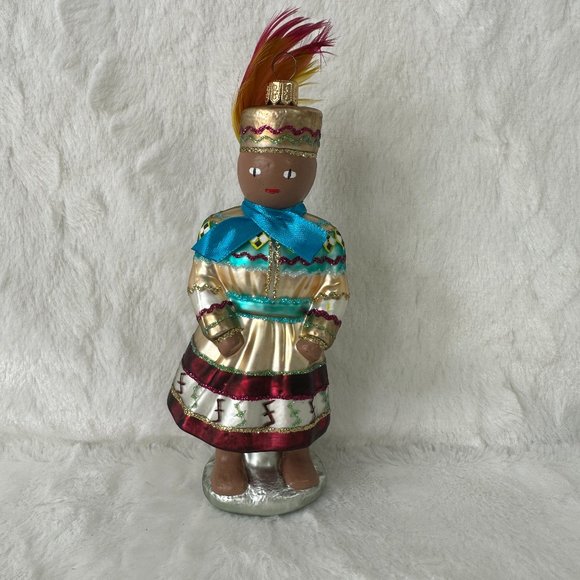 Seminole Boy Doll ornament mouth blown Ah-Tah-Thi-Ki Museum Glass Handcrafted